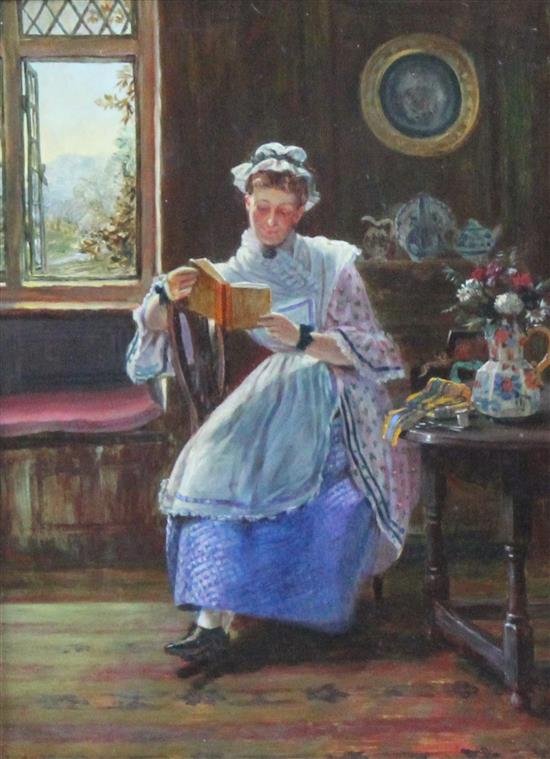 John Edward Soden (fl. 1861-1887) Afternoon Read, 7.5 x 5.5in.